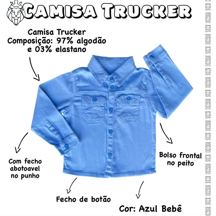 Camisa Sarja Trucker Infantil Menino