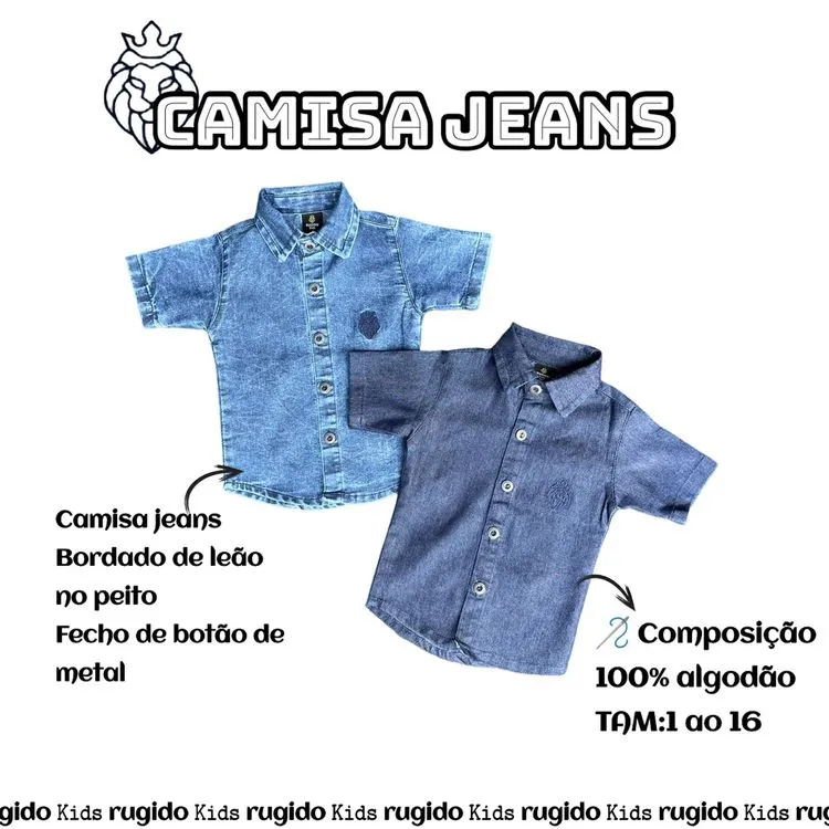 Camisa Jeans Infantil - Rugido