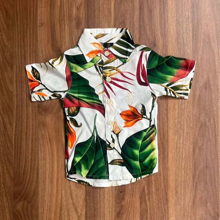 Camisa Floral Verão Infantil menino Manga Curta