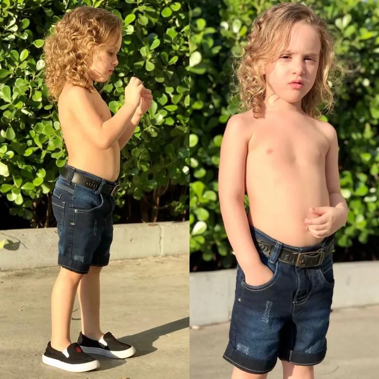 Bermuda Jeans e Cinto Infantil