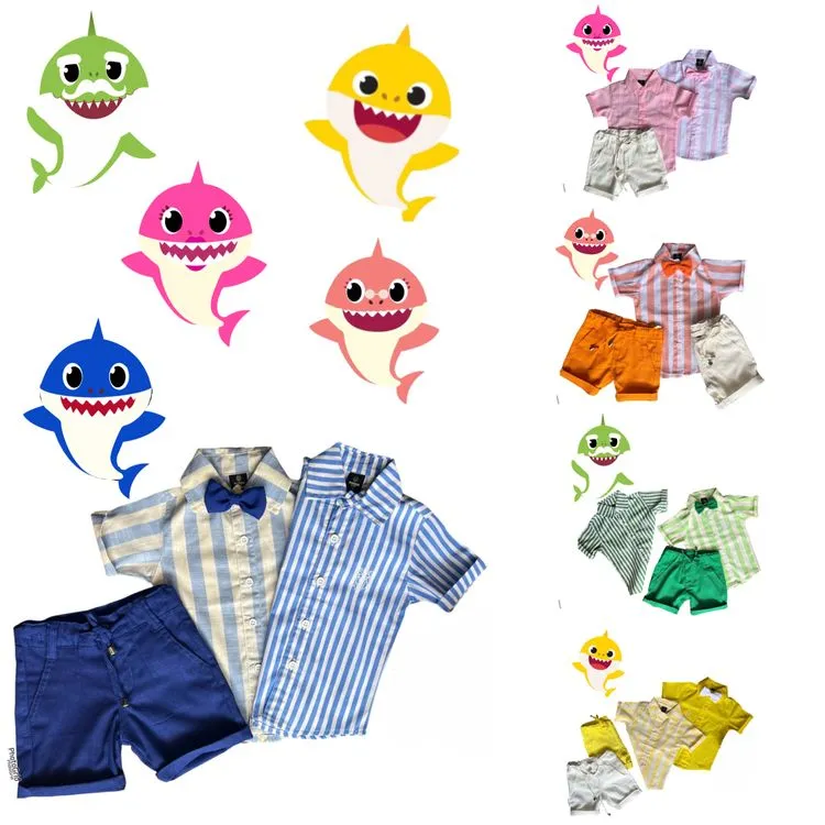 Conjunto Temático Baby Shark Infantil Menino