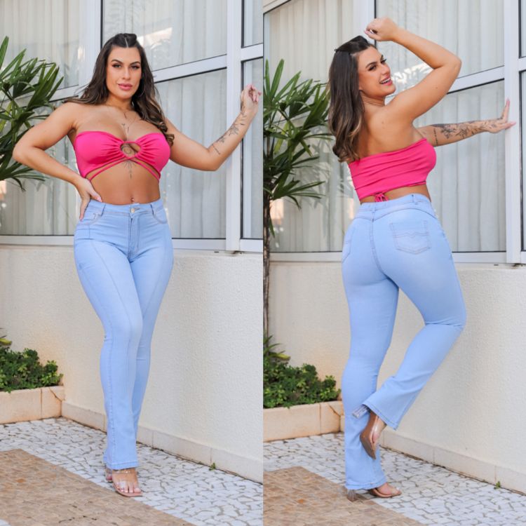 REF 279 CALCA JEANS FLARE CINTURA ALTA LYCRA