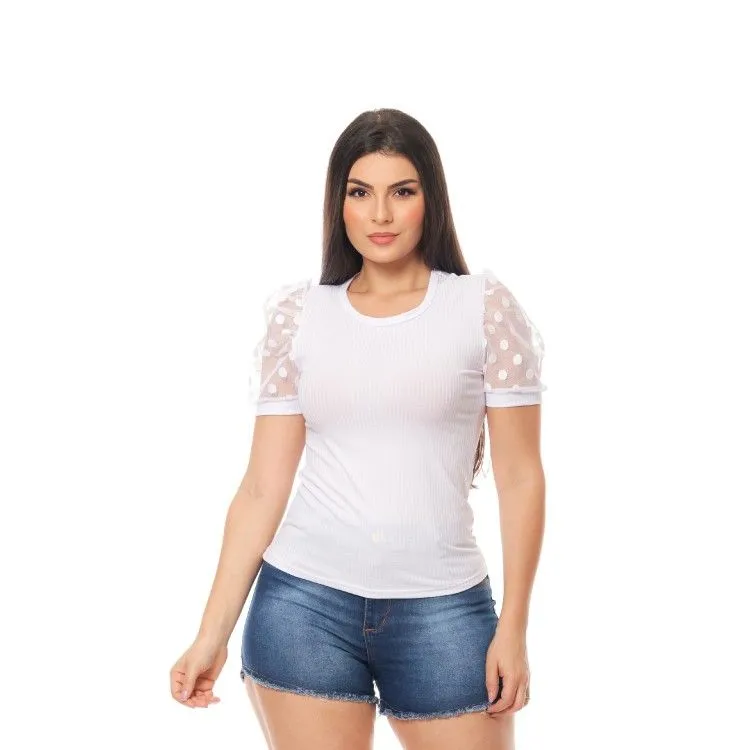 REF 333 BLUSA FEMININA  CANELADO COM TULE