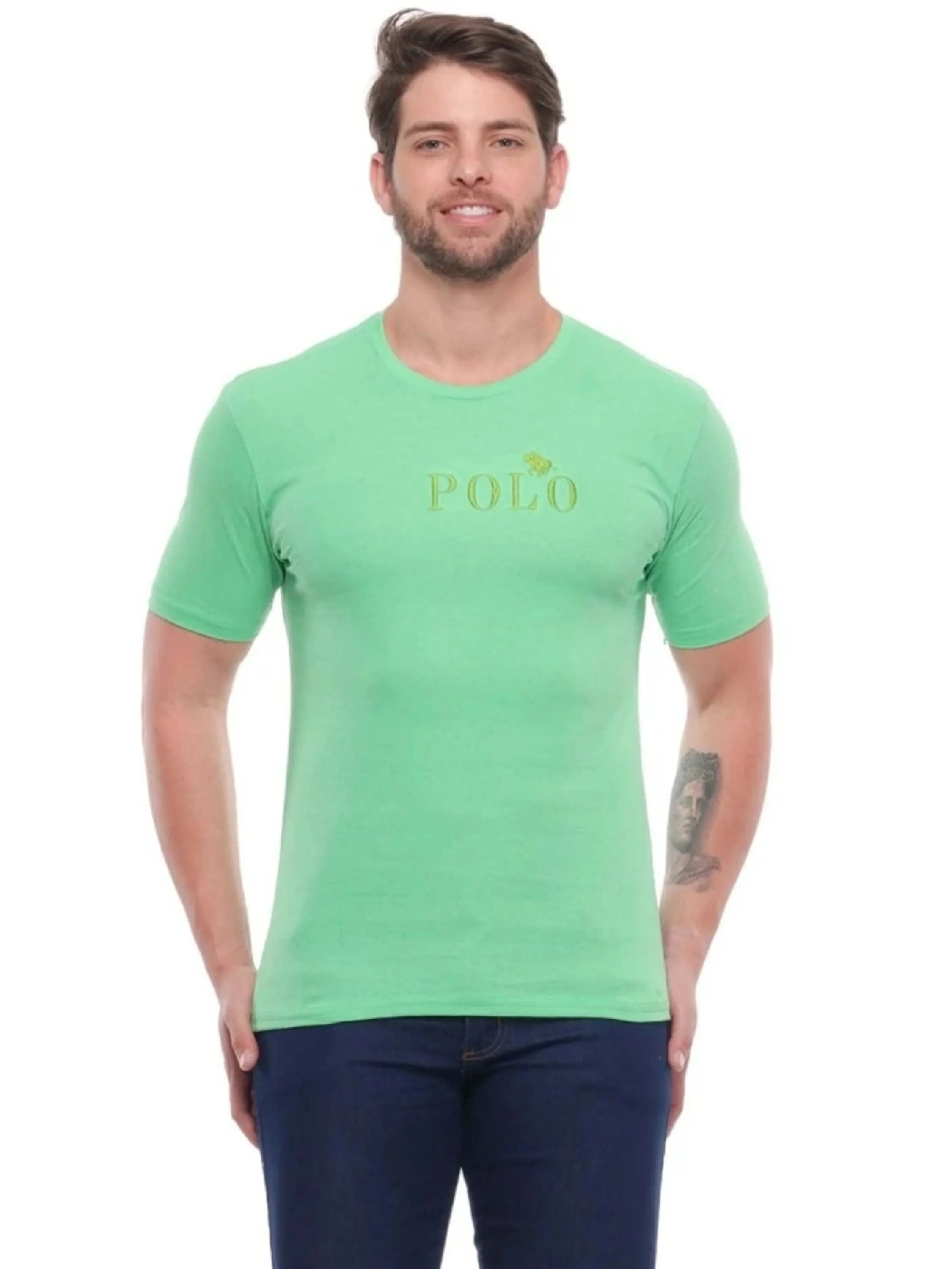 Camiseta Masculina Algodão Bordada