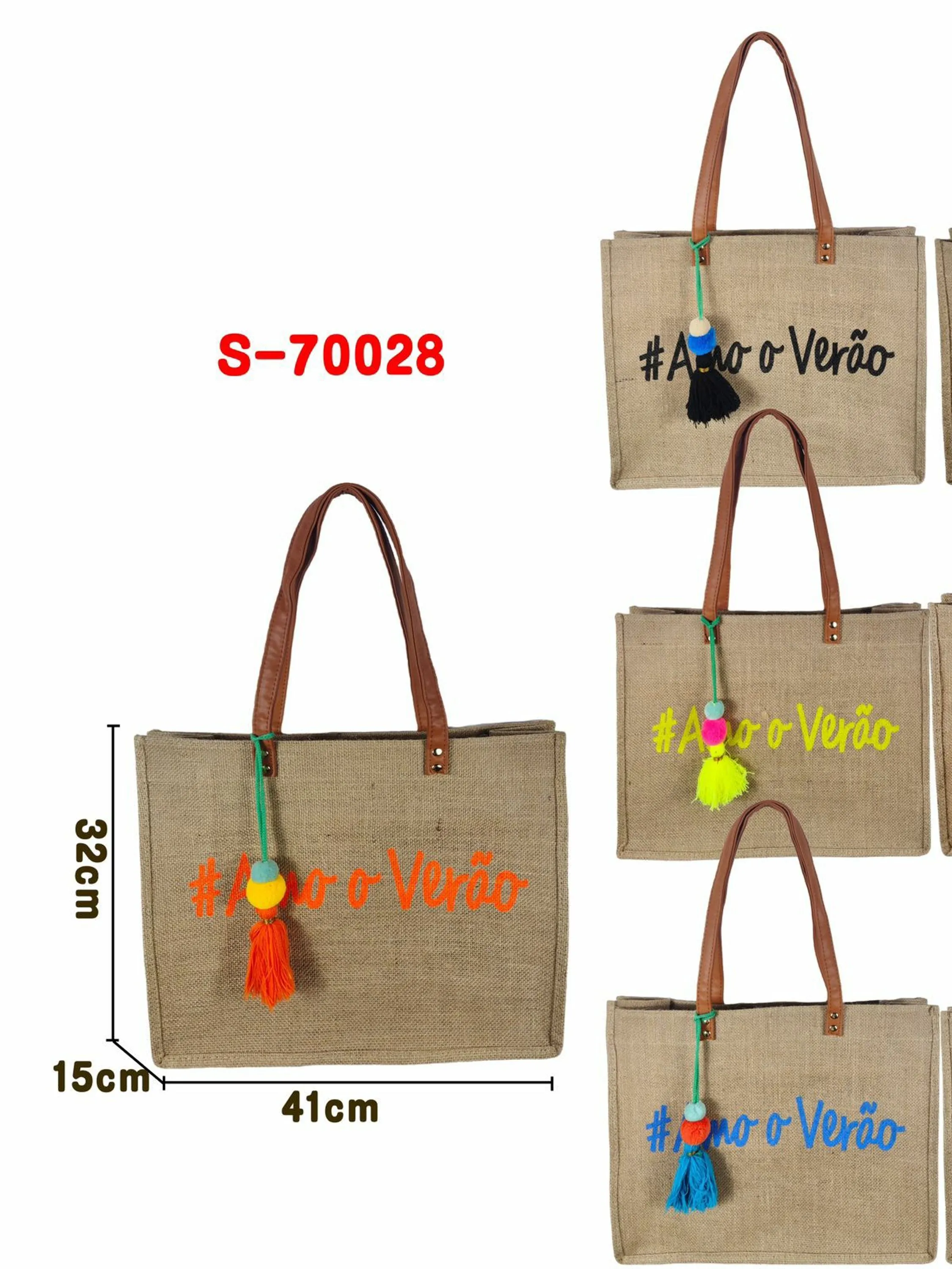 Bolsa em tecido "#Amo o verão" kit com 12 peças REF : 70028