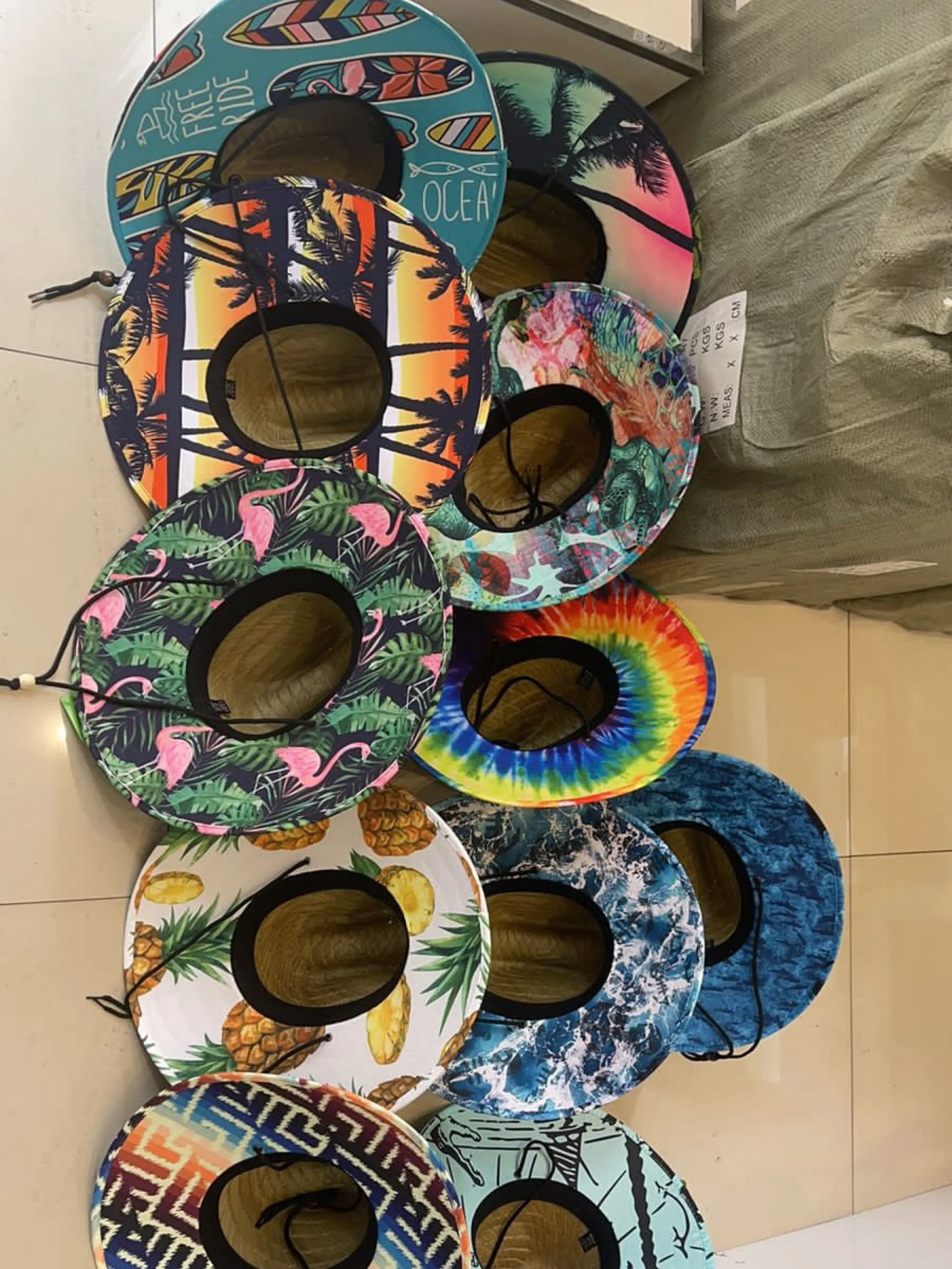 Chapéu bambu estampado diversas cores e estampas kit com 6 peças