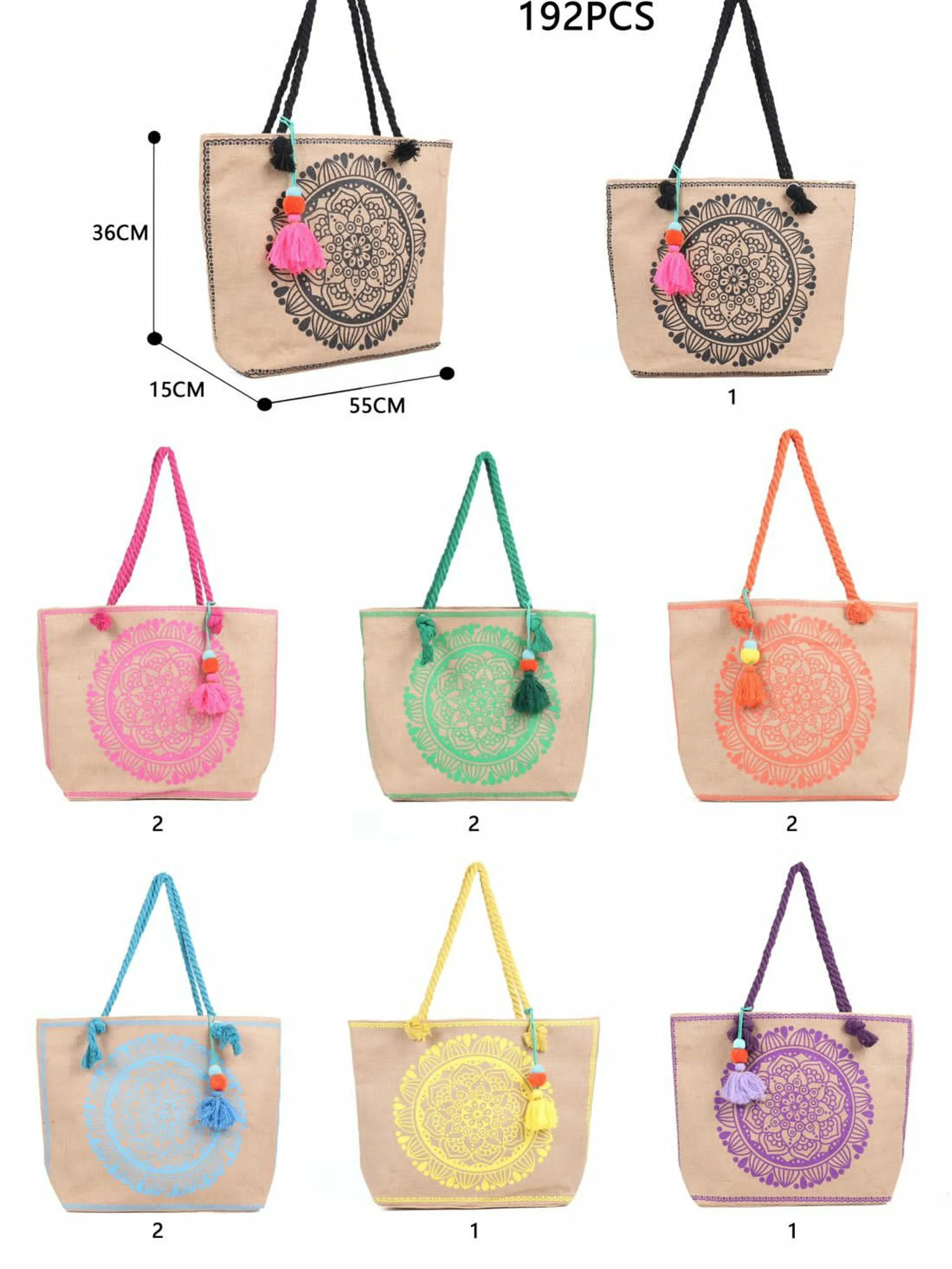 Bolsa com desenho de mandala kit com 12 peças REF: 70035