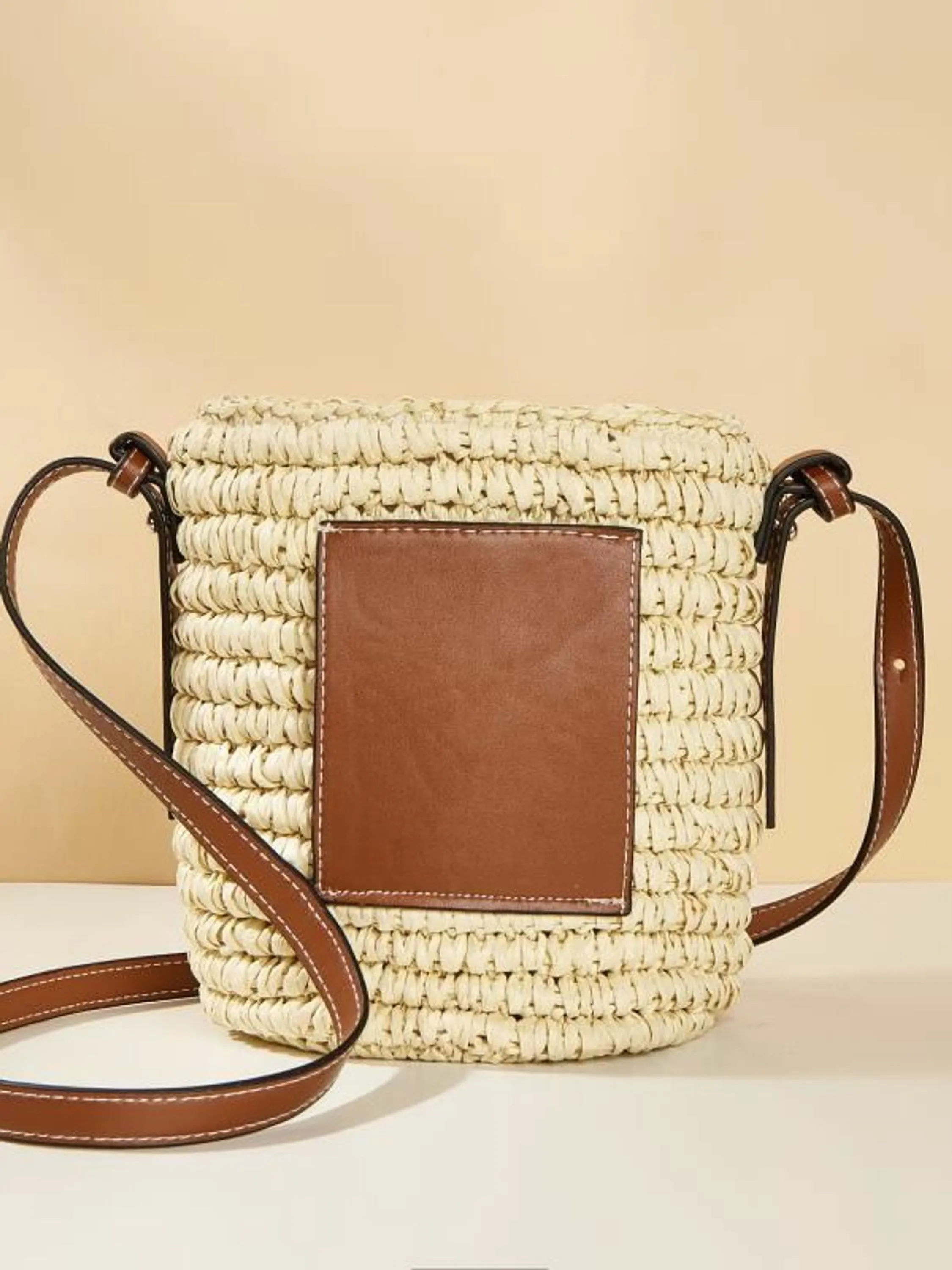 Bolsa em palha natural kit com 6 peças REF: 5034 (pacote com variação de cores)