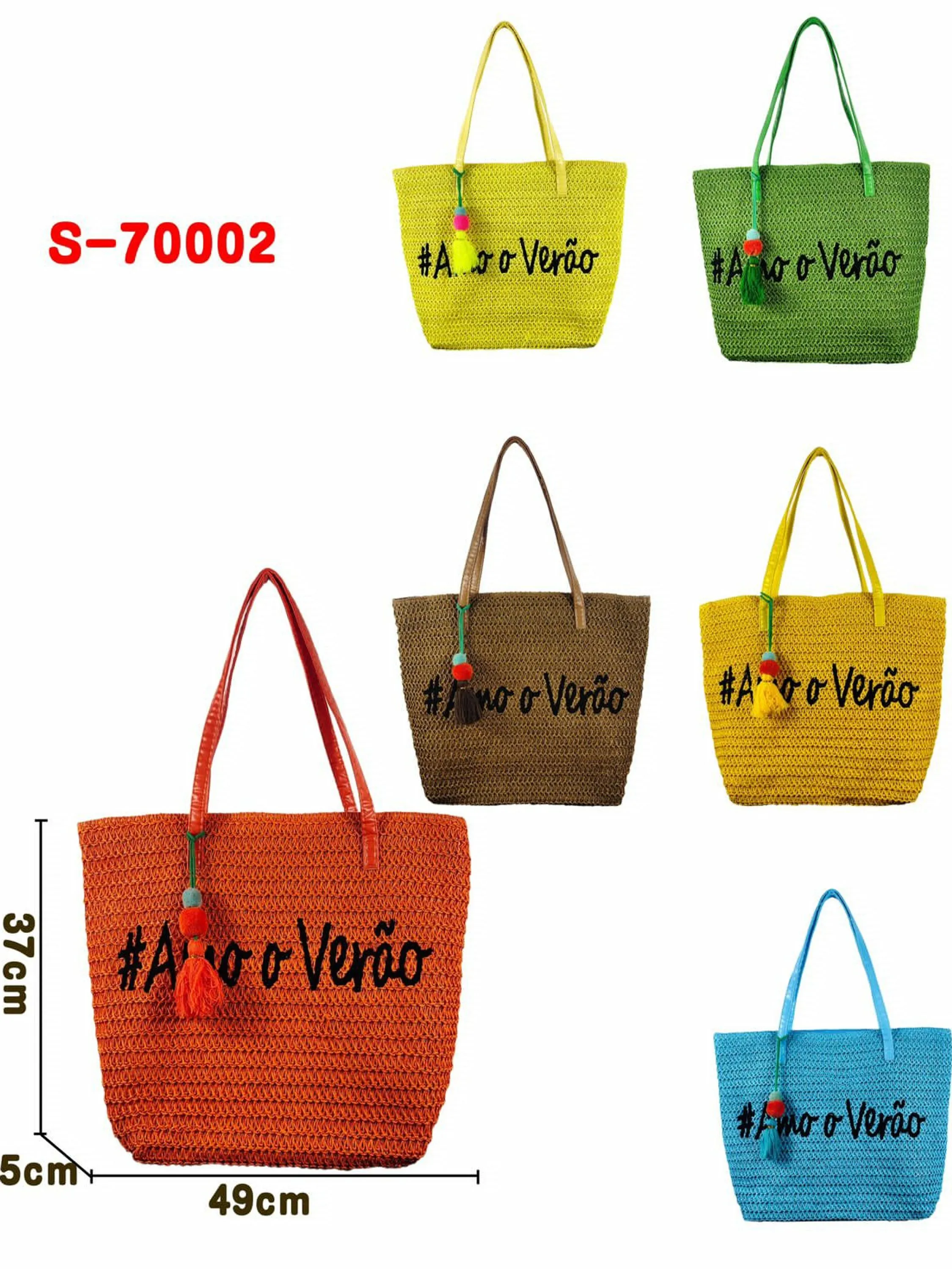 Bolsa de palha #amo o verão kit com 12 peças REF:70002