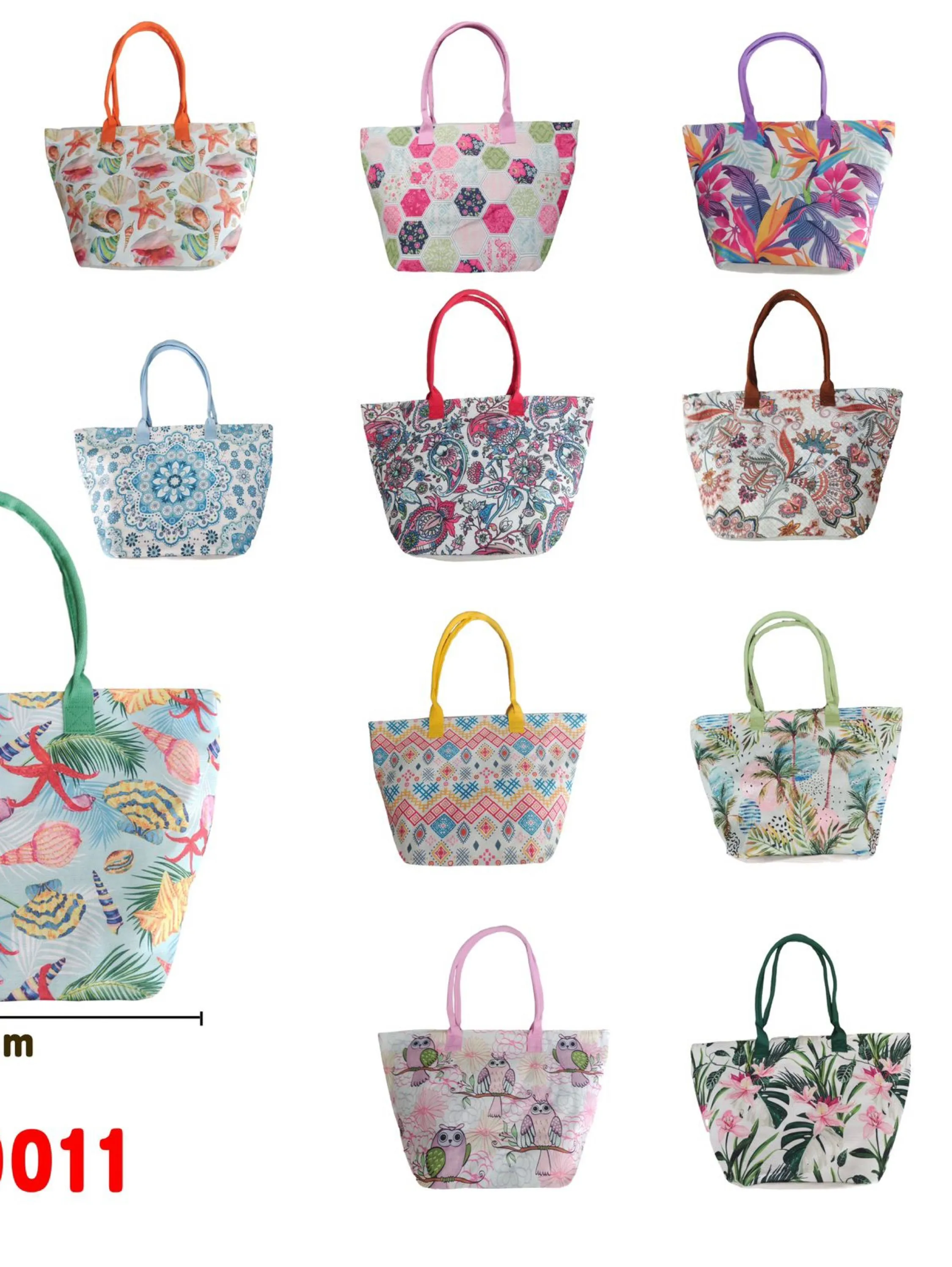 Bolsa em tecido com estampas variadas pacote com 12 peças REF:70011