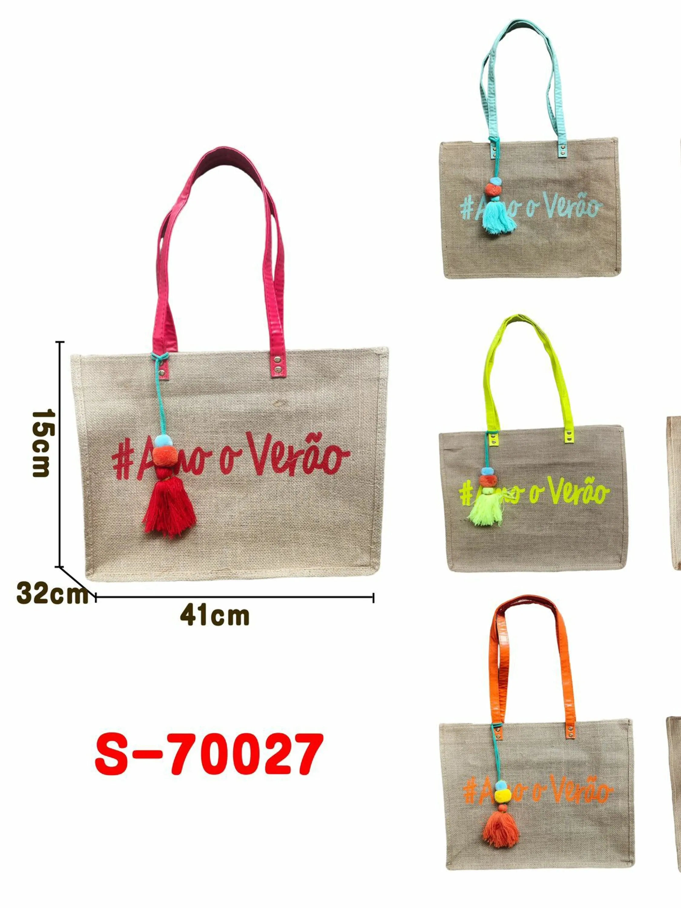 Bolsa em tecido "#Amo o verão" kit com 12 peças REF:70027