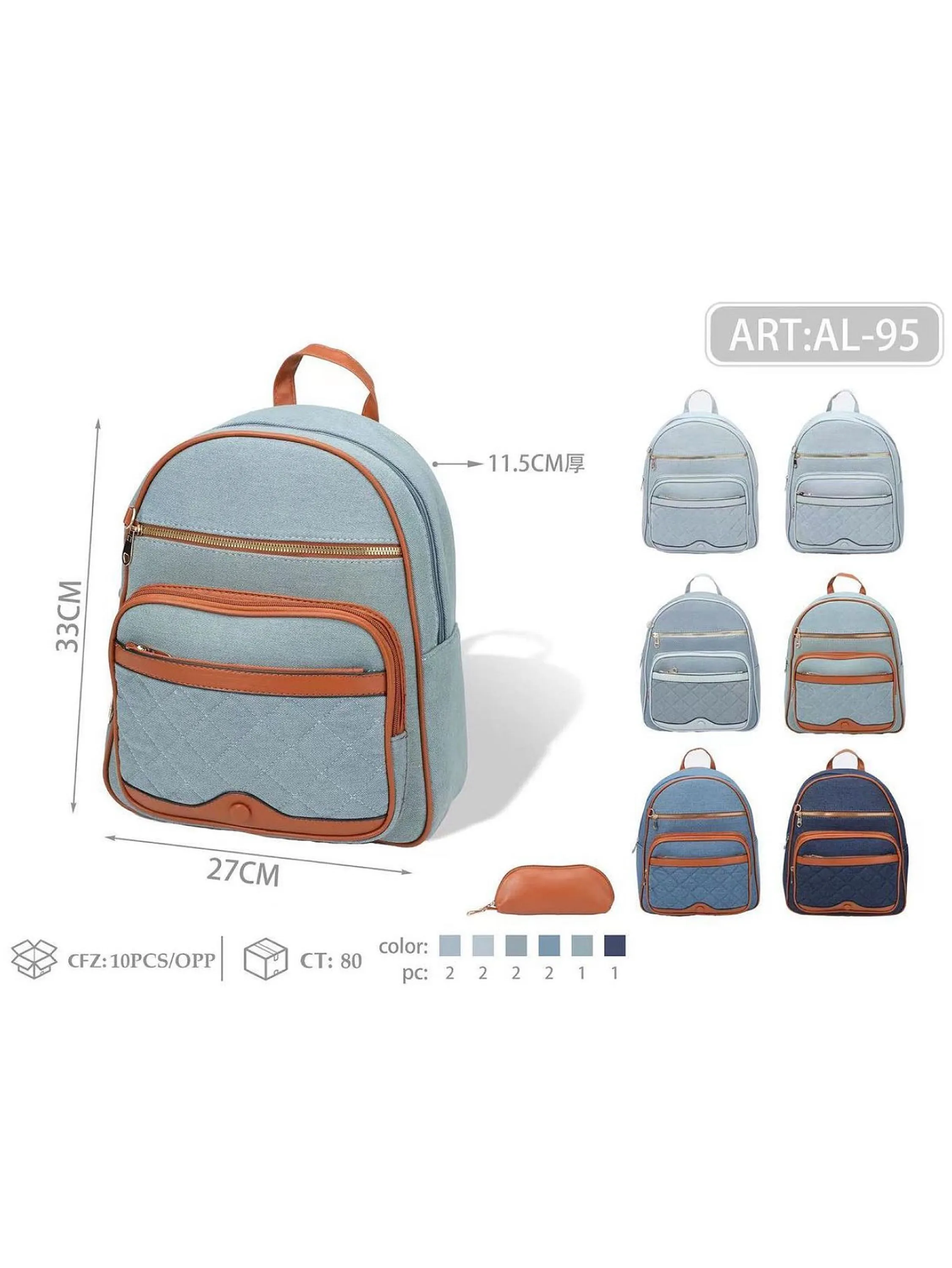 Kit c/ 10 Mochilas Jeans Novidade (AL-95)