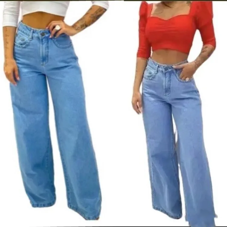 Calça jeans feminina Wide Leg Pantalona