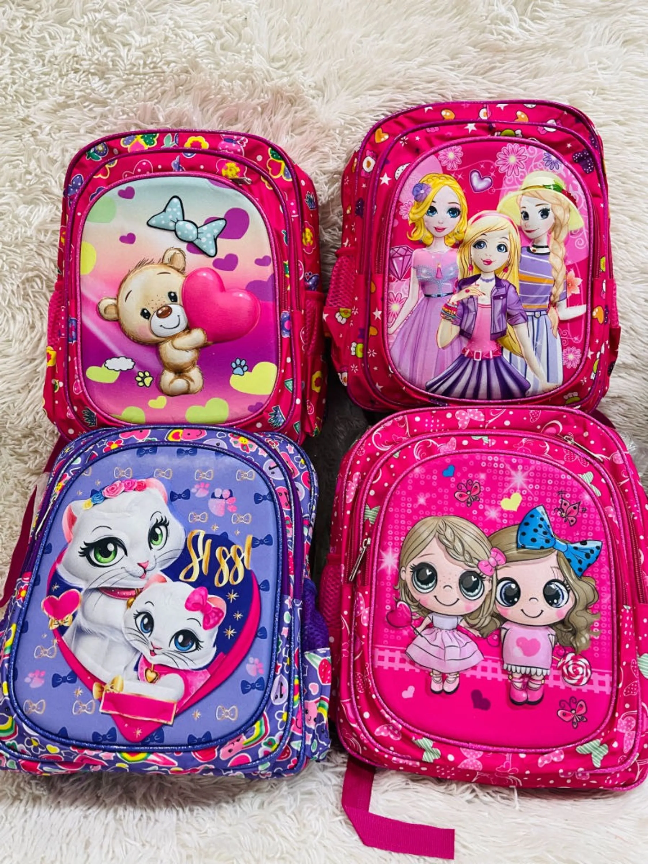 Mochila Infantil Impermeável De 14 Polegadas Bolsa Escolar 3D Menina Bonito Dos Desenhos Animados - Cor Aleatória