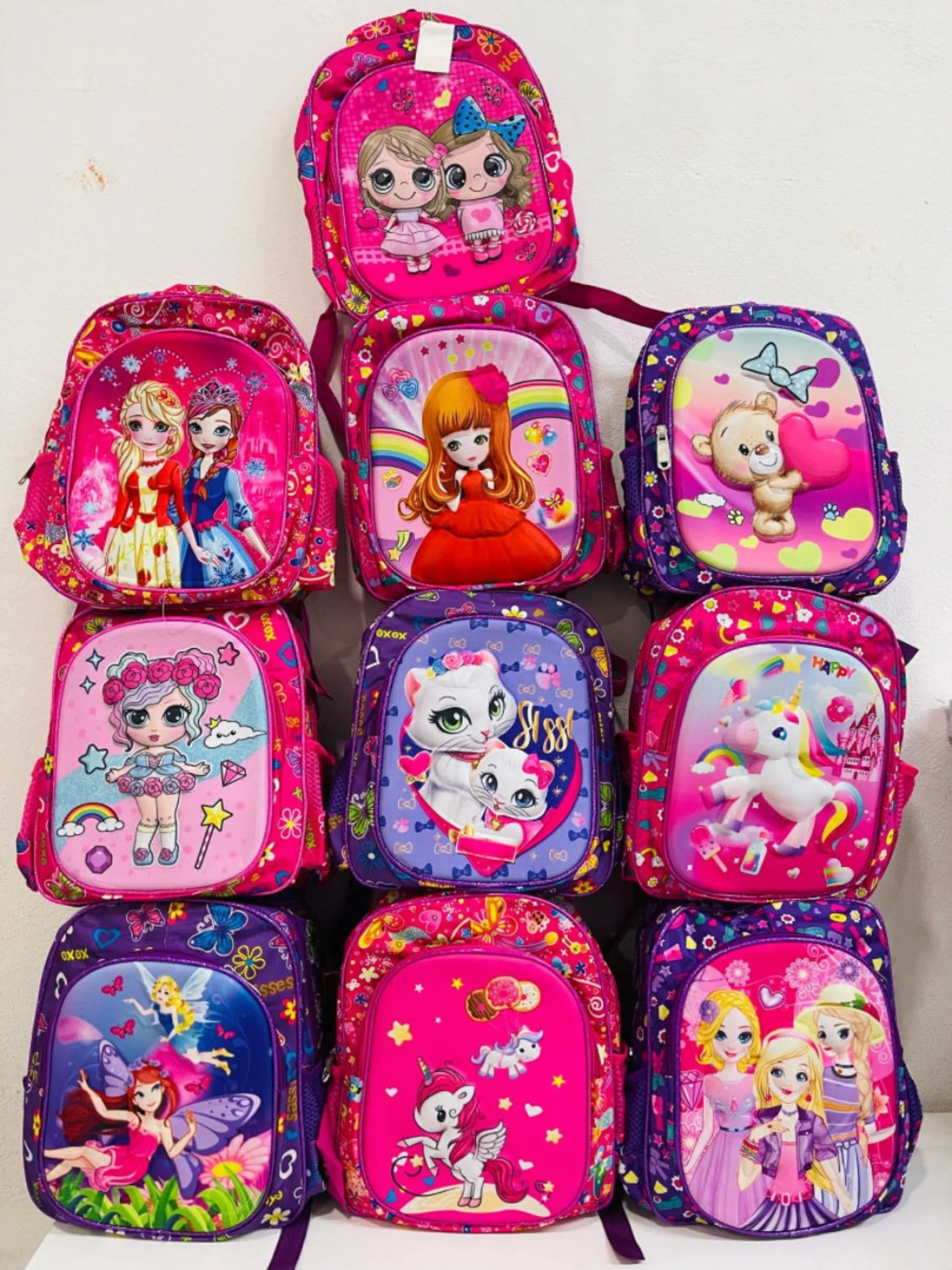 Mochila Infantil Impermeável De 12 Polegadas Bolsa Escolar 3D Menina Bonito Dos Desenhos Animados - Cor Aleatória