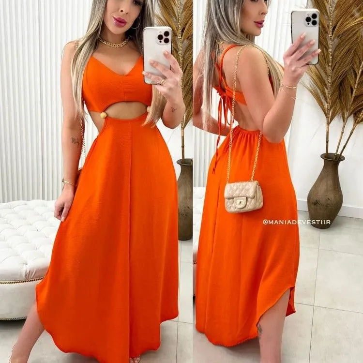 Vestido longo fenda