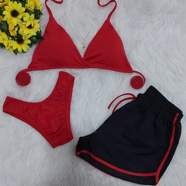 Kit trio biquíni mais short