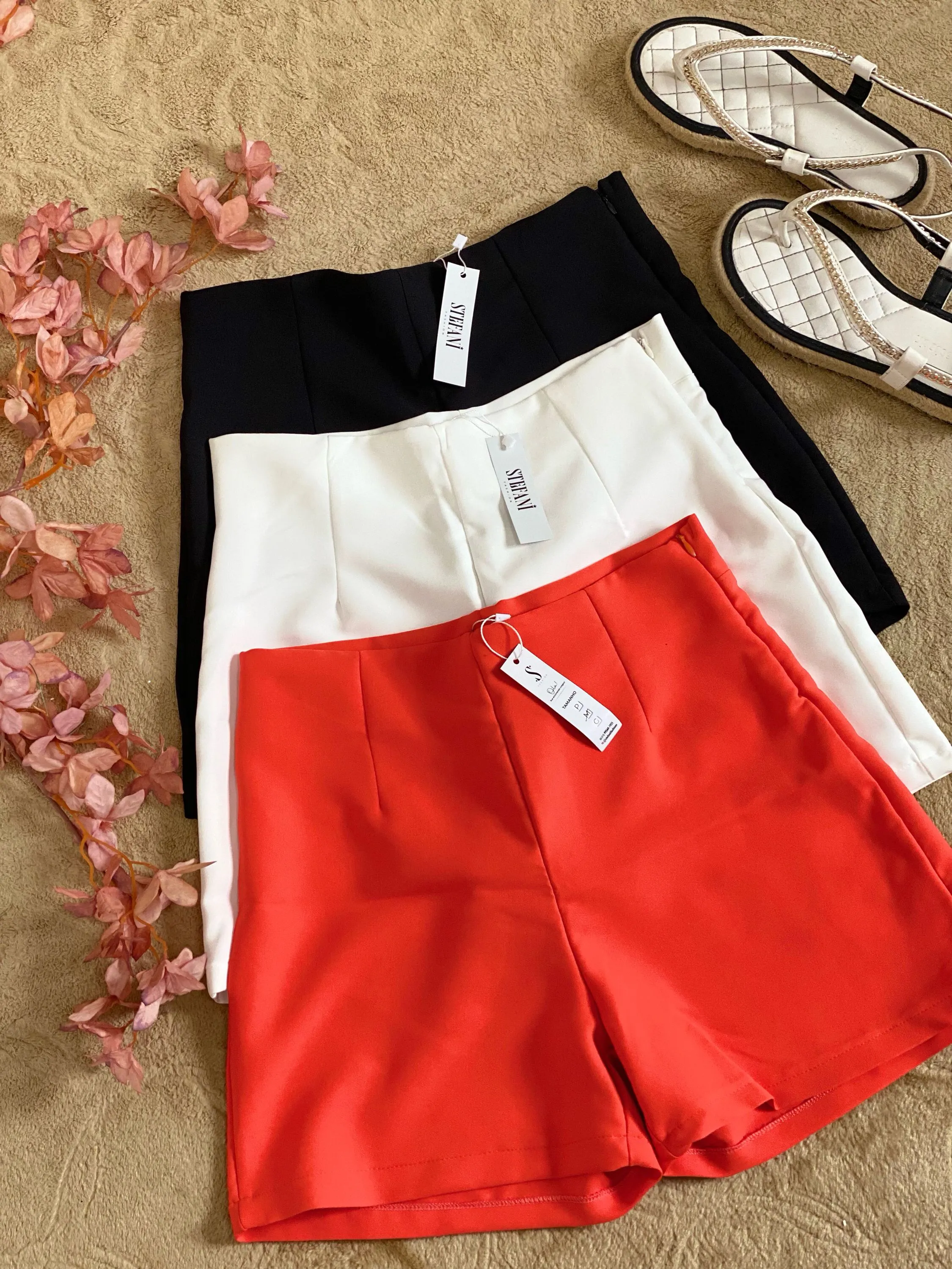 Short Alfaiataria Feminino Alfaiataria Cintura Alta Zíper Invisível