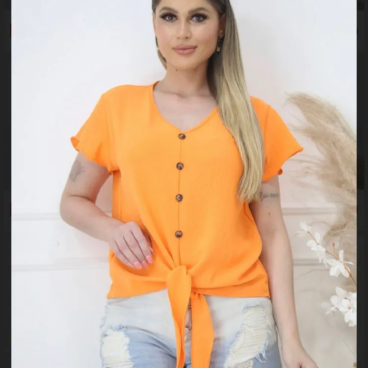 blusa duna manga curta com botao