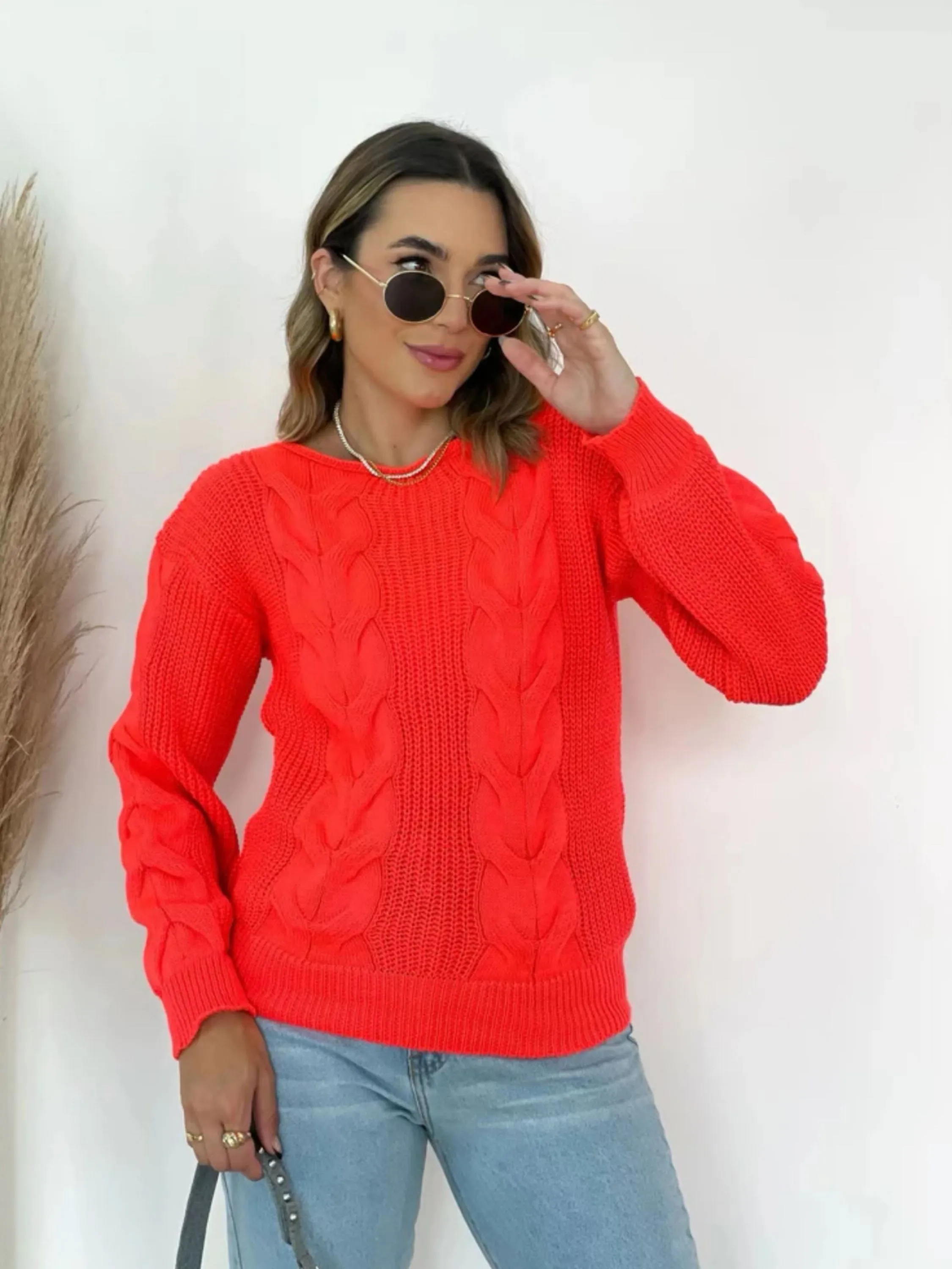 Blusa tricô feminina manga longa