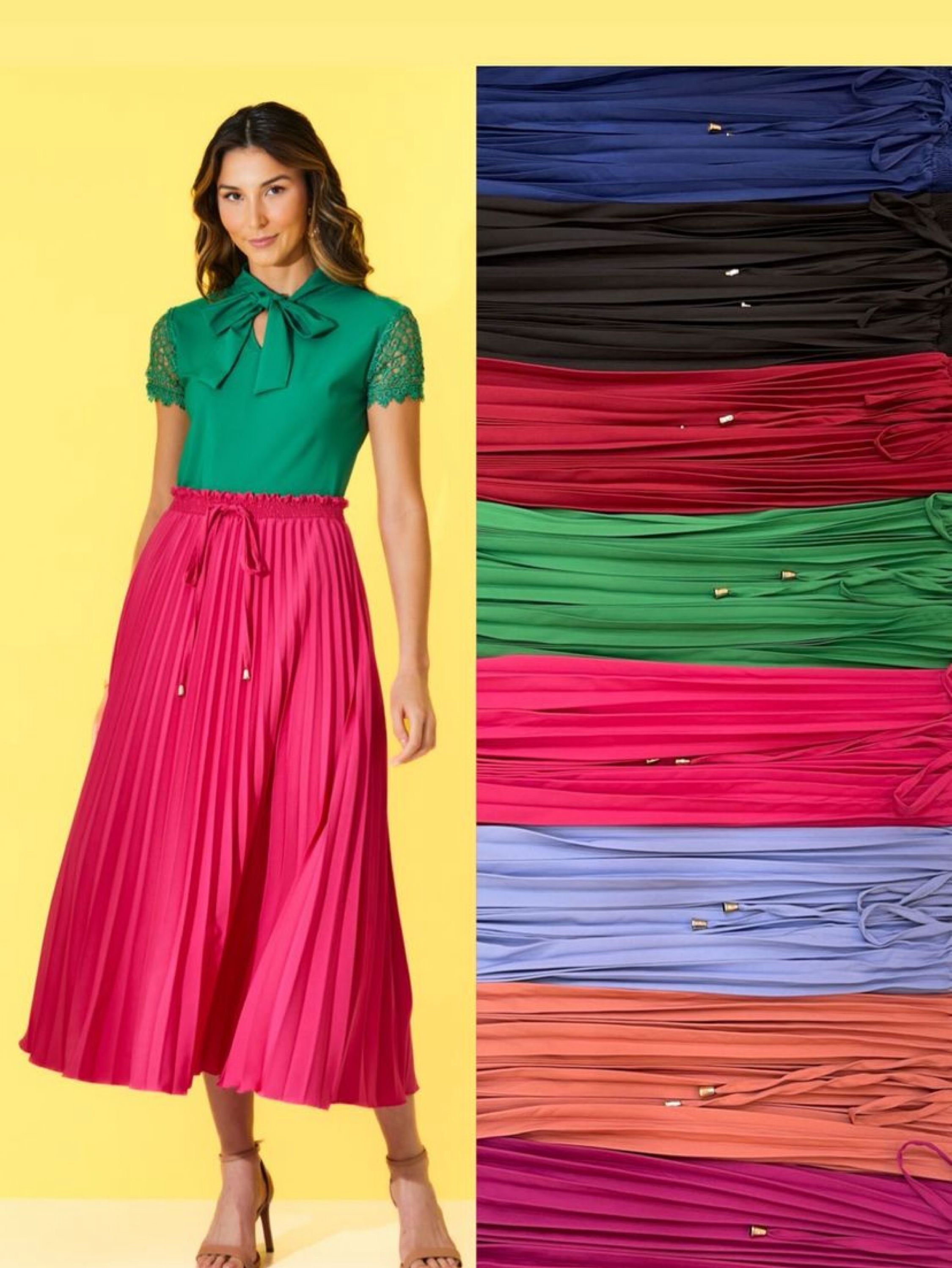 Saia Plissada longuete elatex