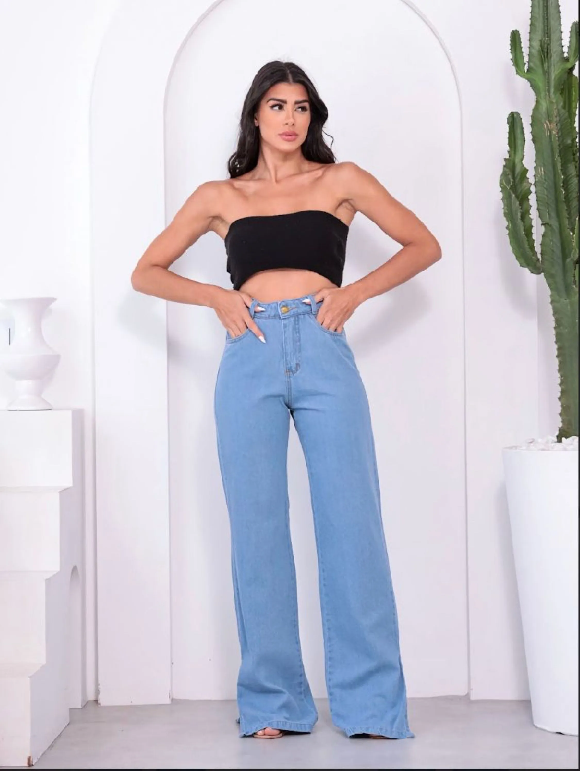 Calça wide leg garfo