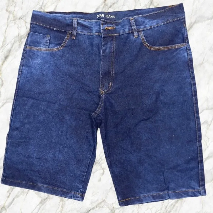 Bermuda jeans masculino azul escuro