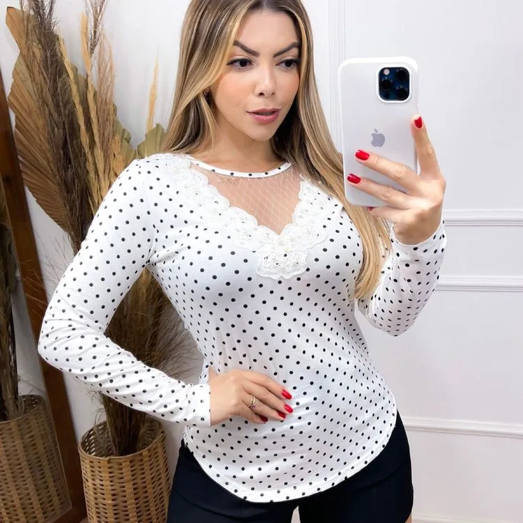 Blusa manga longa feminina