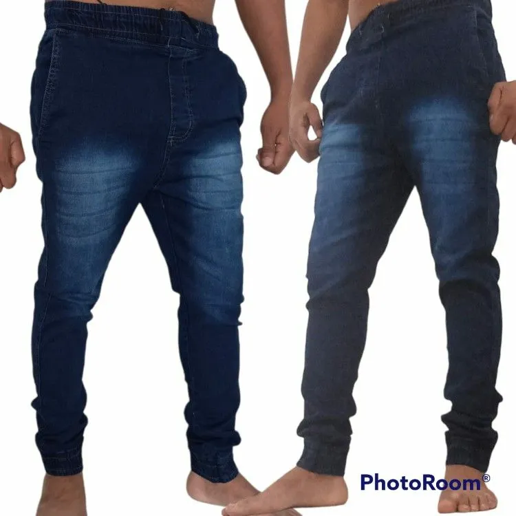 Calca jogger masculina azul jeans