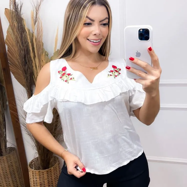 Blusa manga curta feminina