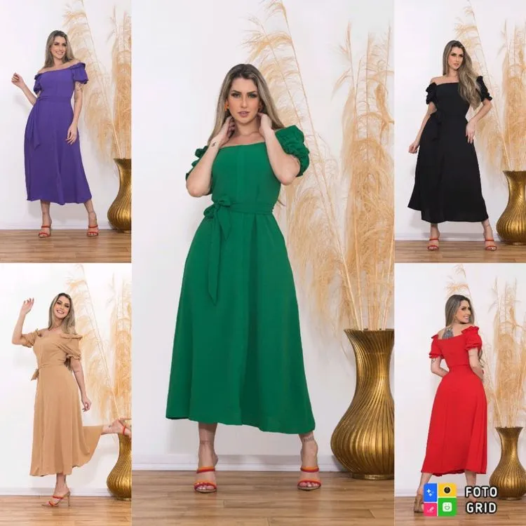 Vestido longo moda feminina