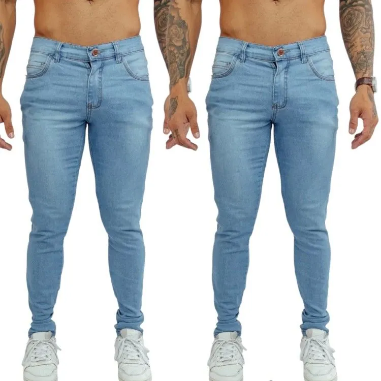 Calça jeans masculino azul claro