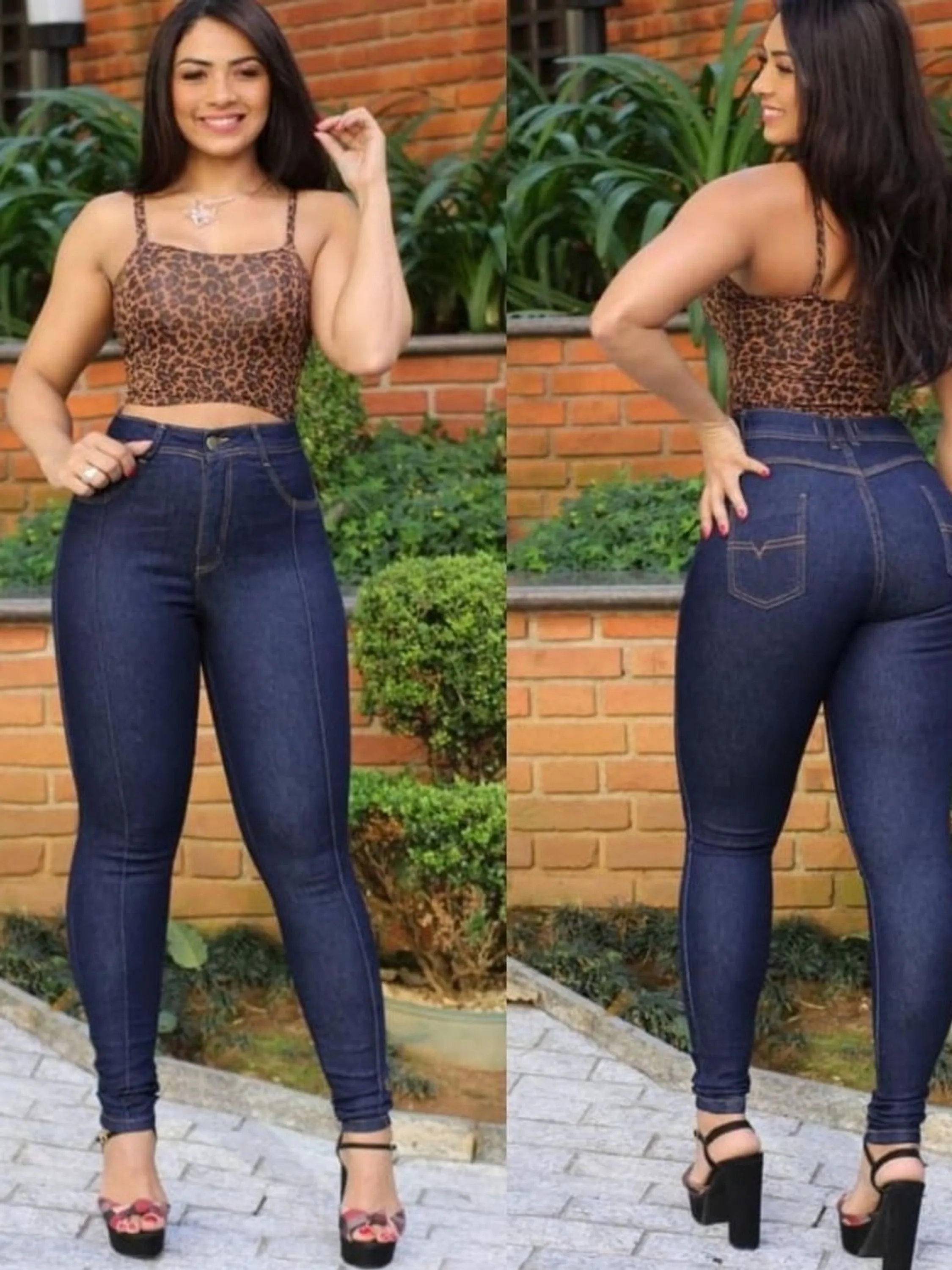 Calça jeans feminina azul escuro