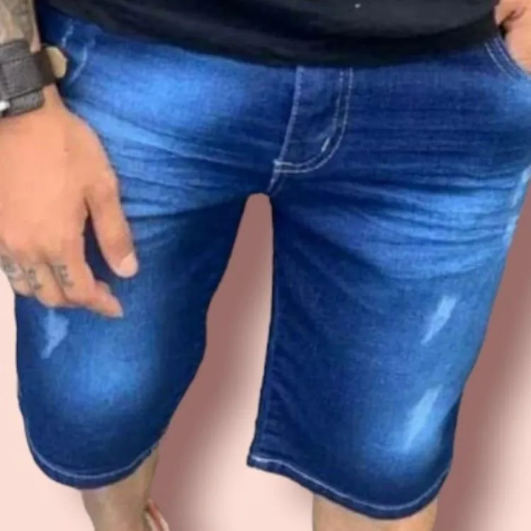 Bermuda jeans masculino com elastano