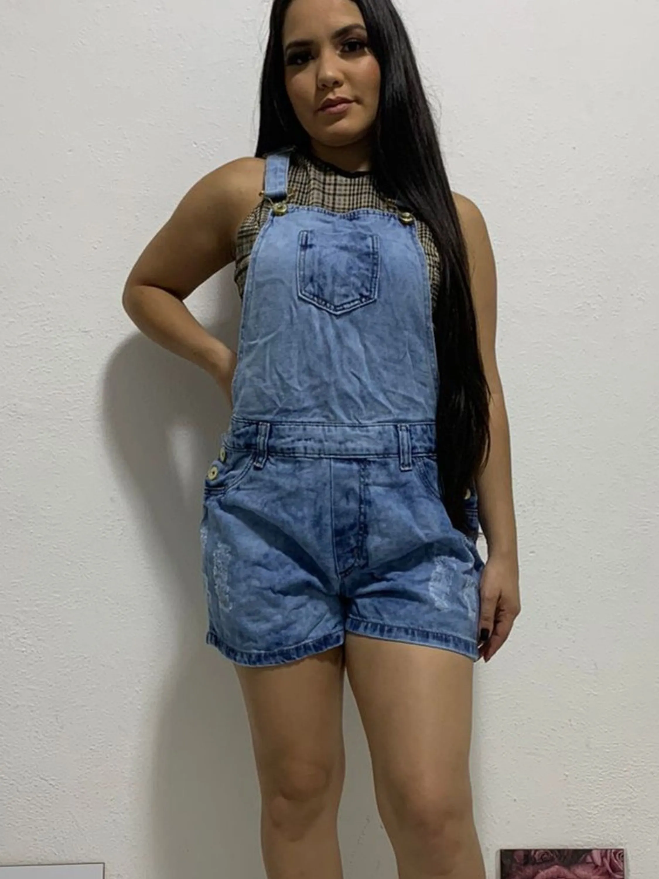 Jardineira short feminina