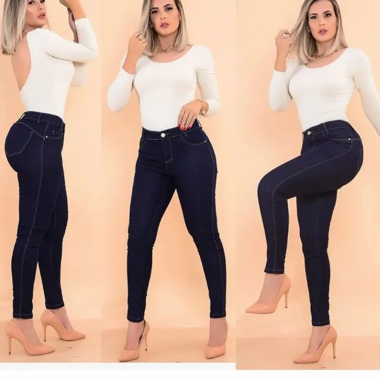 Calça jeans feminina azul escuro