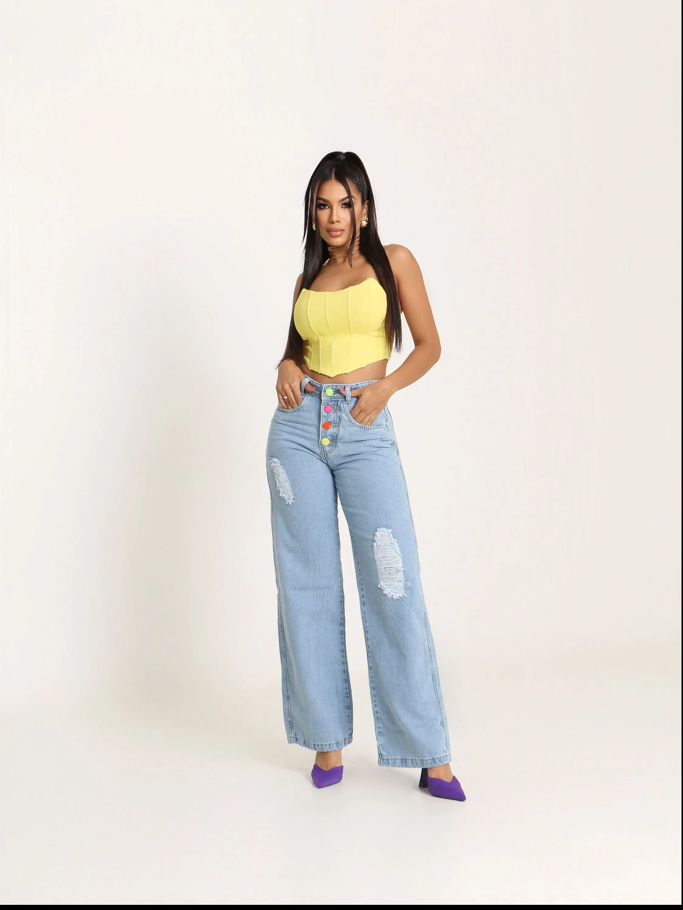 Wide leg jeans feminina