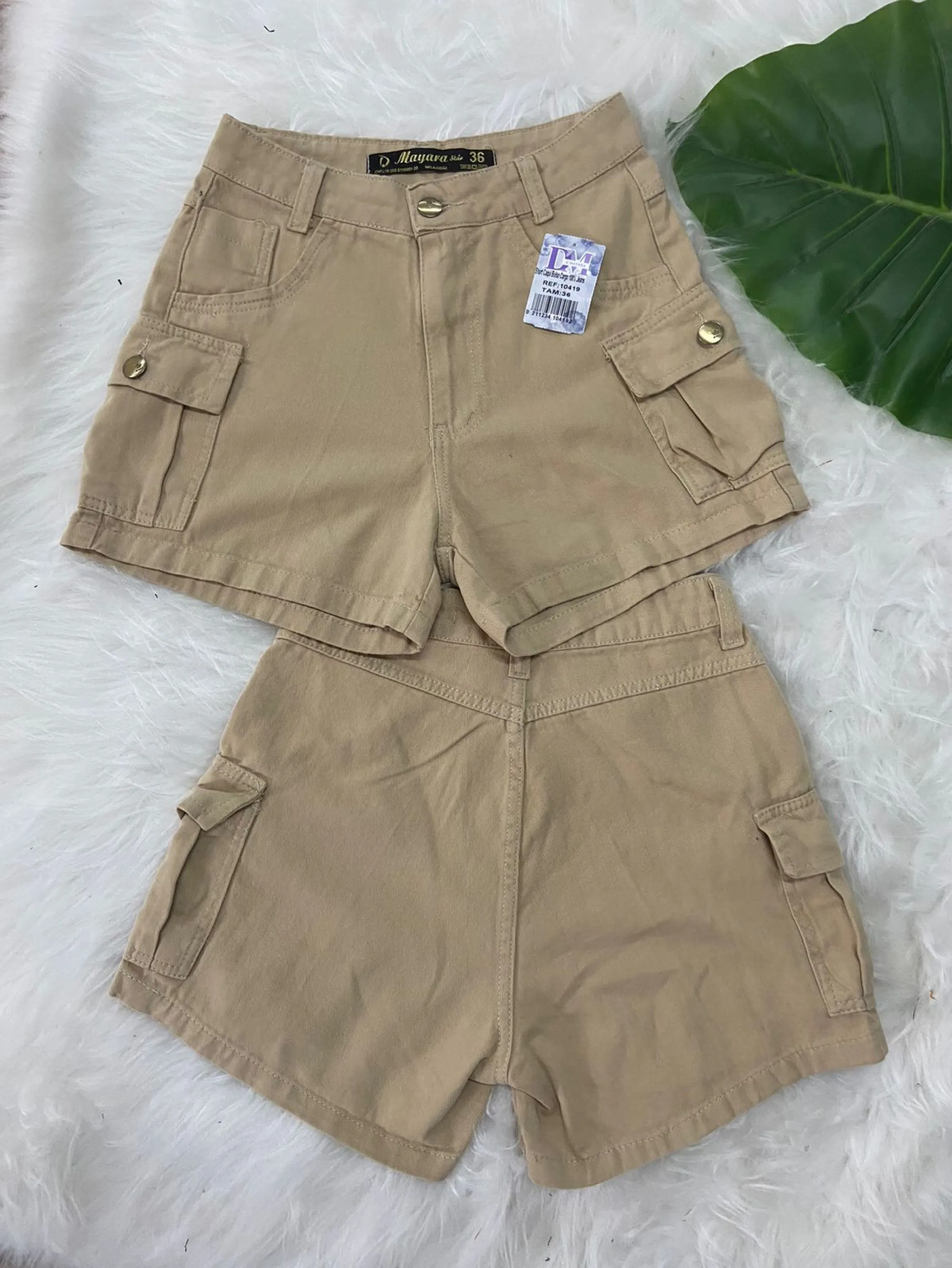 Short jeans cargo feminino