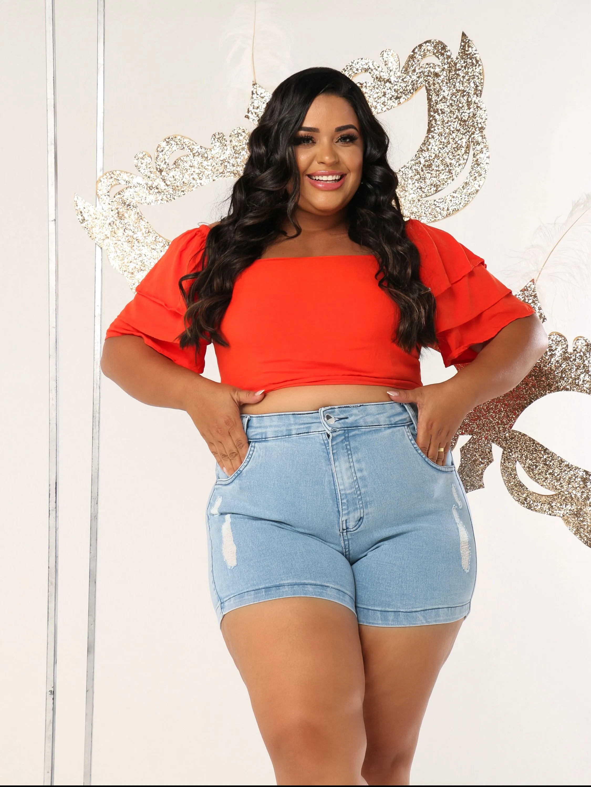 Short jeans feminino plus size