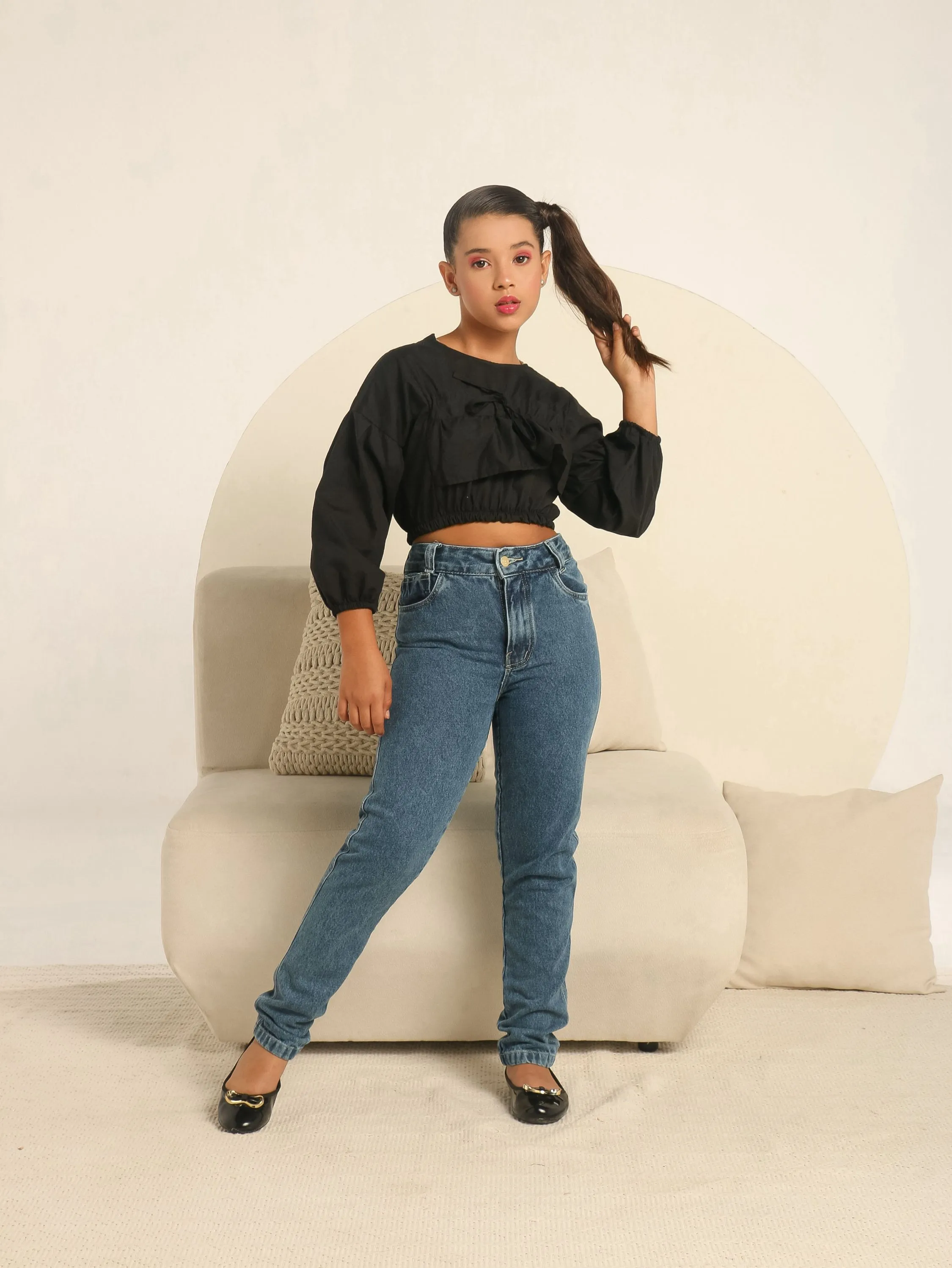 Calça mom jeans infantil