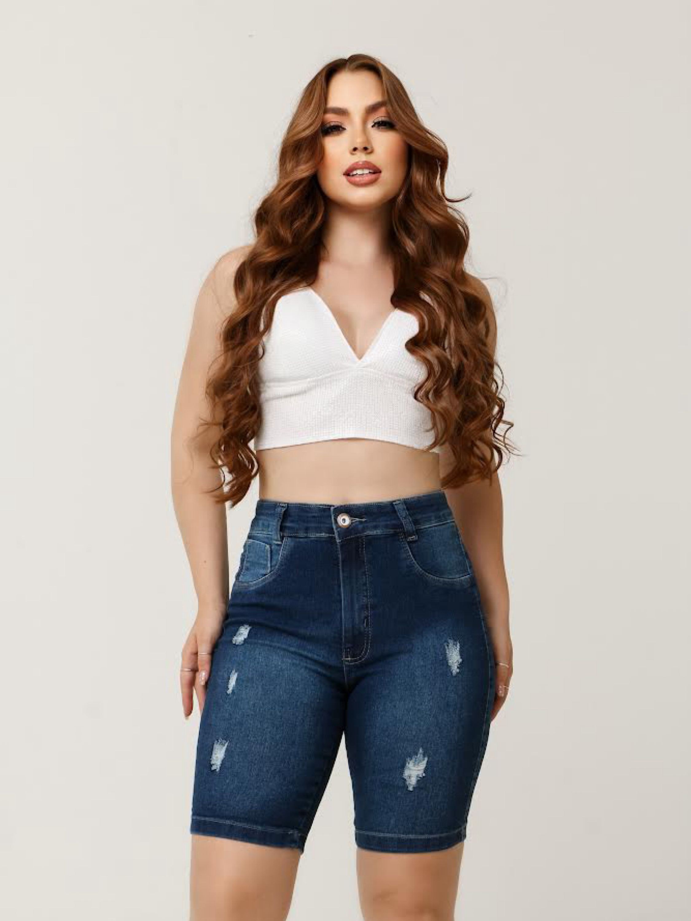 Bermuda jeans feminina
