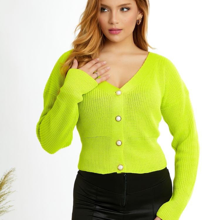 blusa tricô gola funil Simples ocasional Cardigam. -ub30