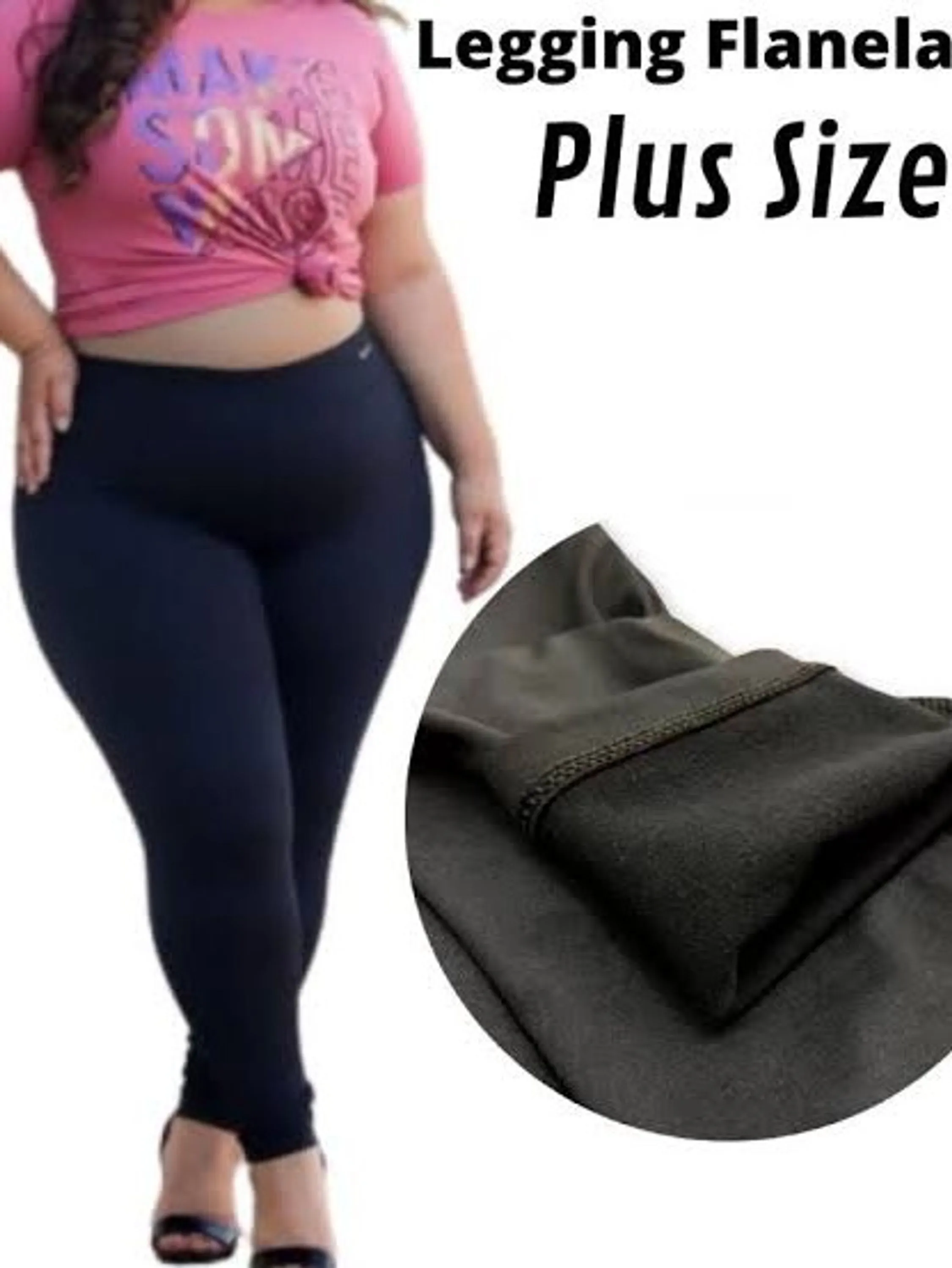 Calça legging plus size flanelada forrada G1 G2 G3