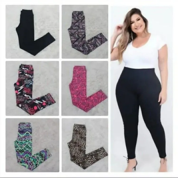 Calça Legging lisa Plus Size G1 G2 G3 tamanhos grandes legue cintura alta leg suplex grosso moda feminina Legging