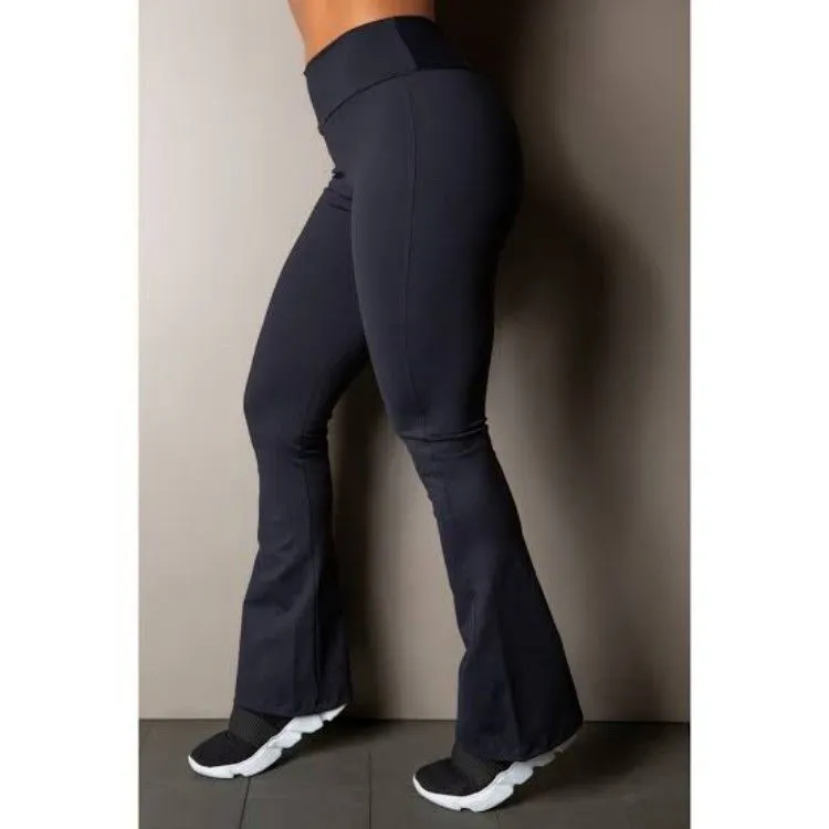 Calça Legging Flare lisa modeladora Tam P M G GG moda feminina moda academia fitnes Flare médio