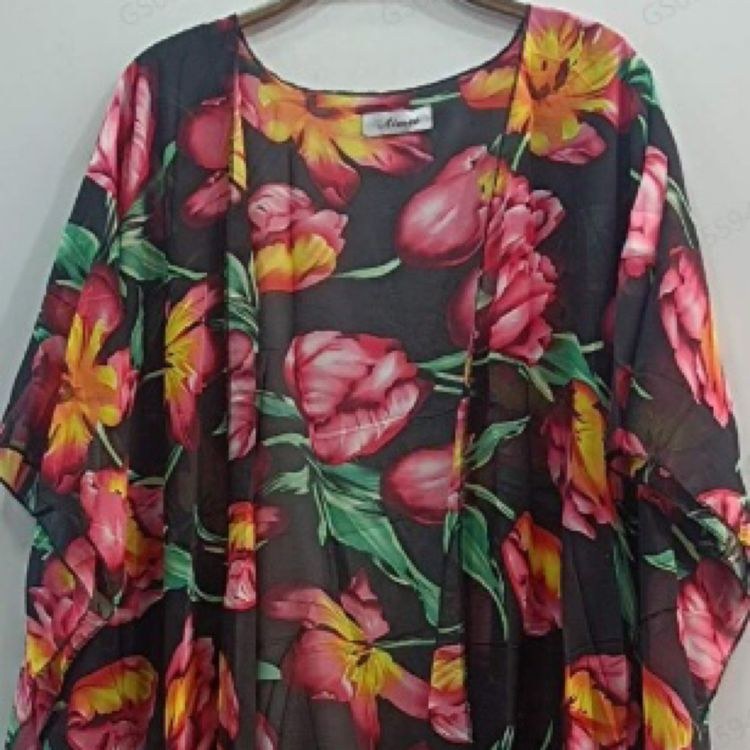 TRICOZHU saída praia kimono com estampado