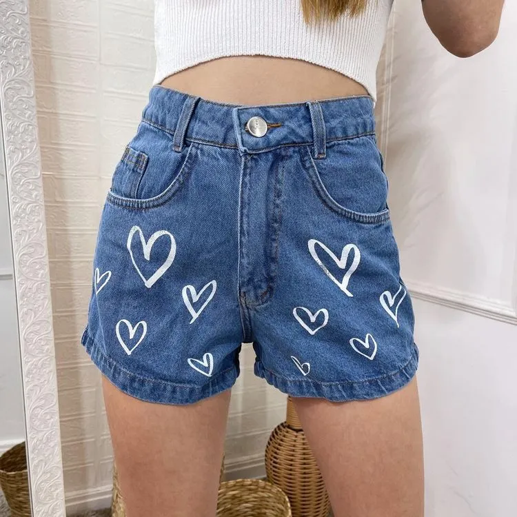 Shorts jeans impressão