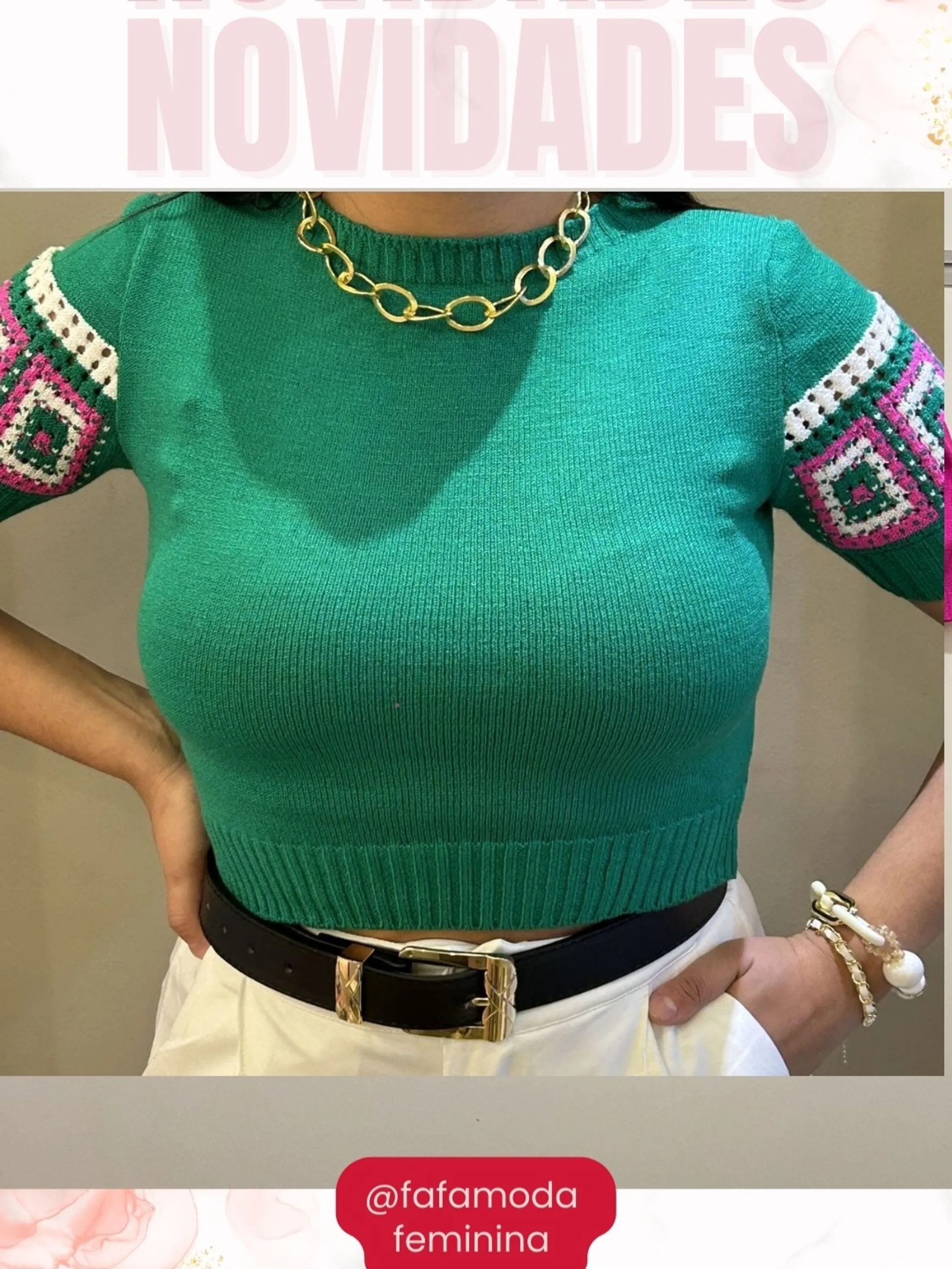 Blusa cropped modal manda decorada