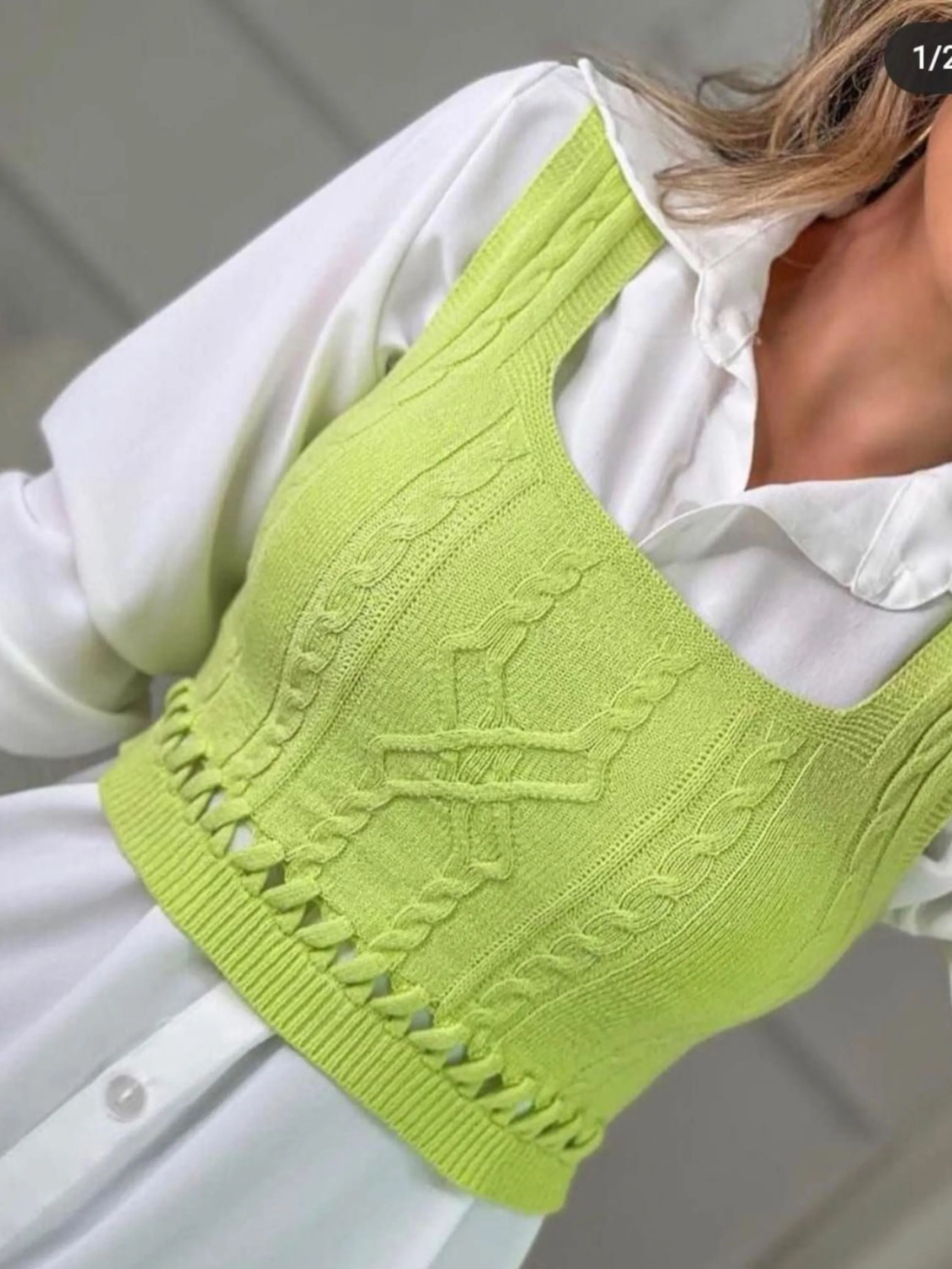 Cropped de tricot modal detalhes