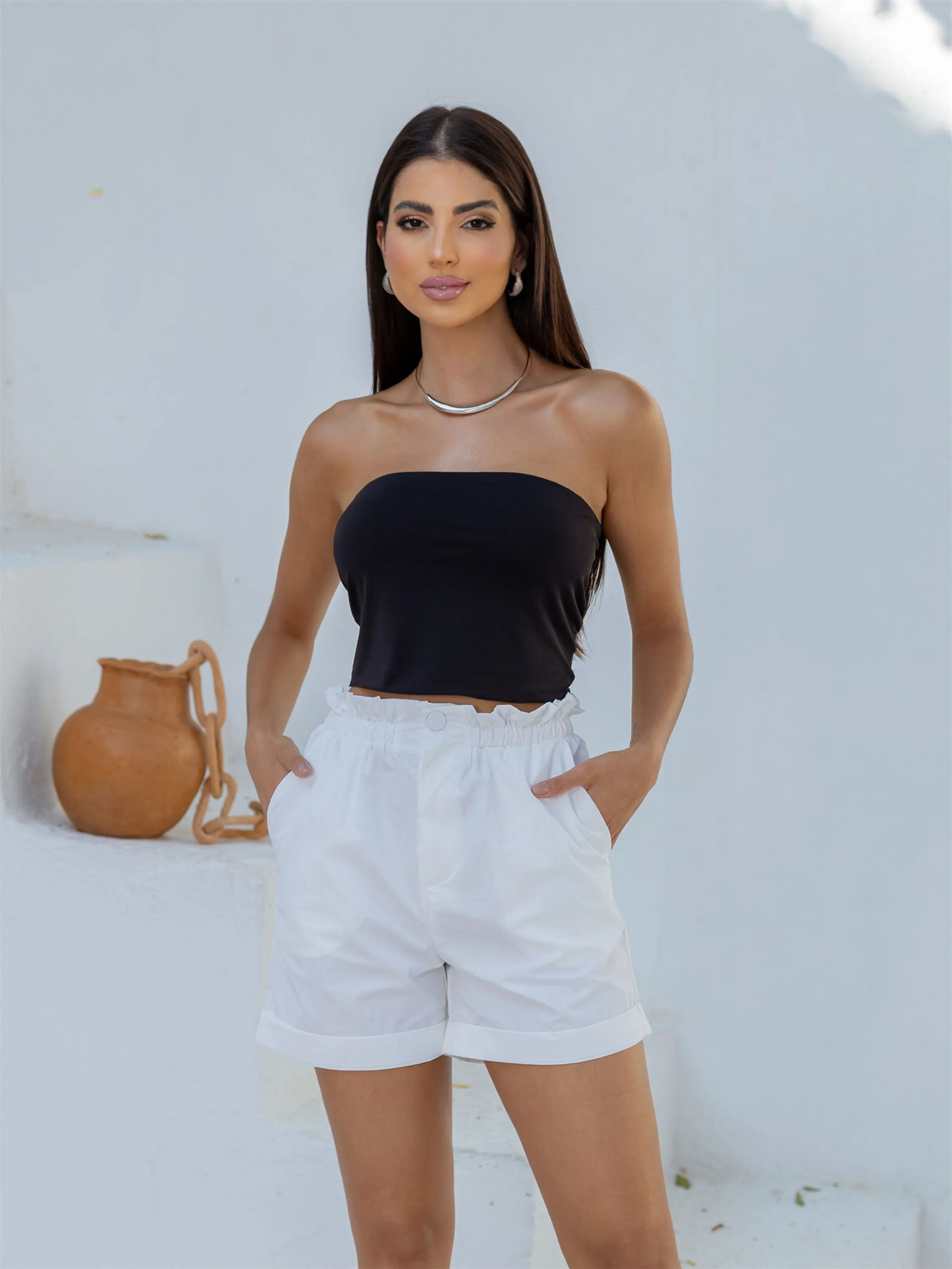 Top Faixa Feminino/ Cropped Com Elastano 23046